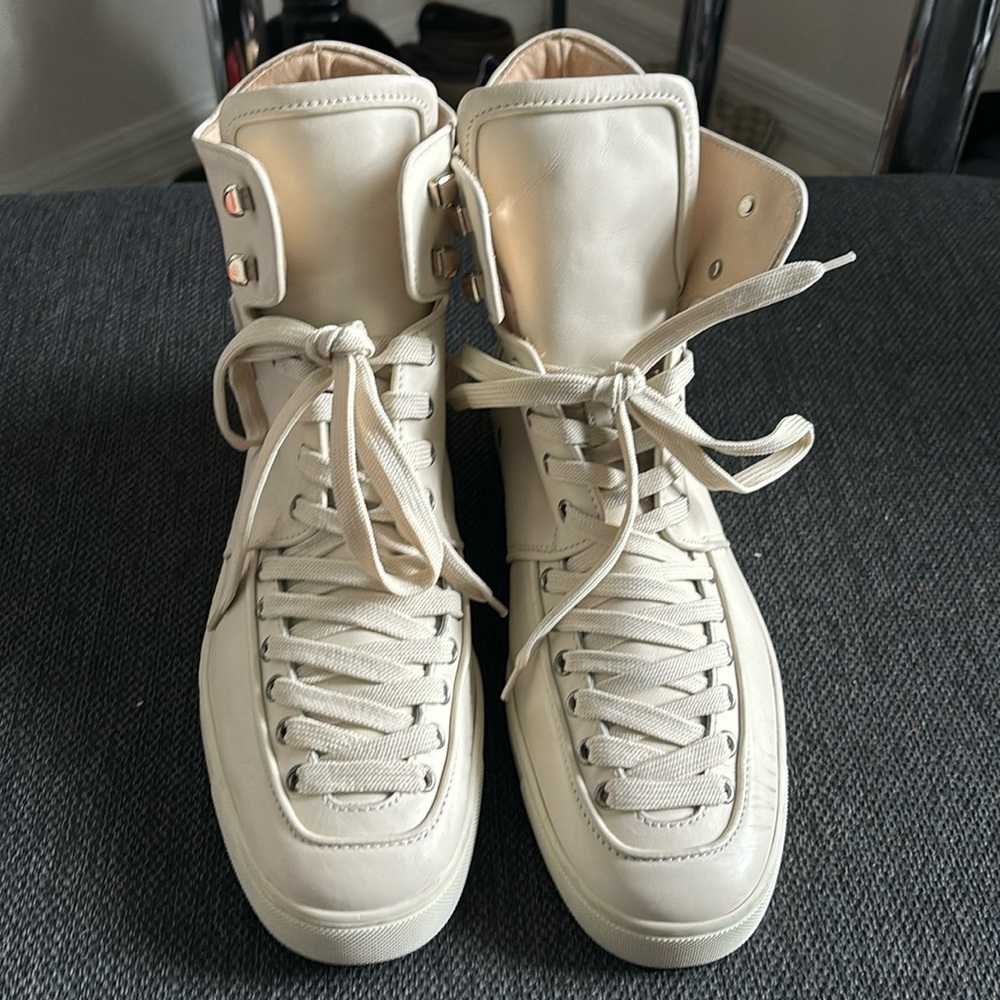 Christian Louboutin Cream High-Top Sneakers